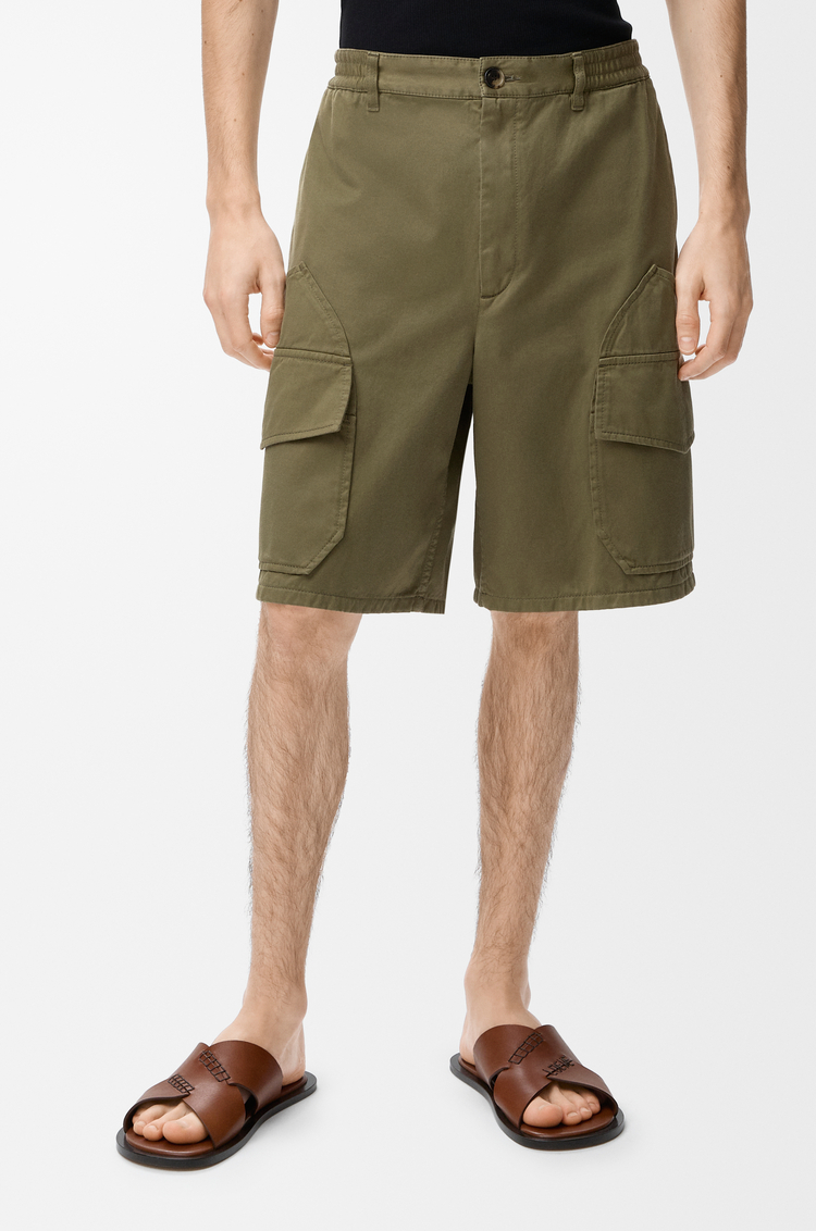 LOEWE Short cargo en coton Vert Kaki