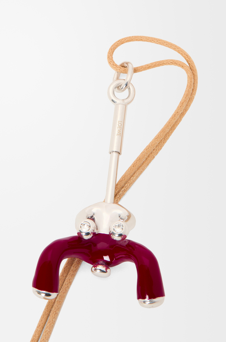 LOEWE Seated Acrobat pendant in sterling silver and crystals Silver/Burgundy