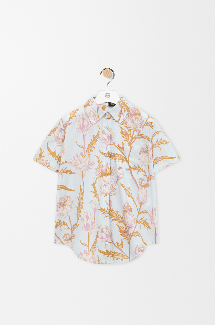 LOEWE Camisa de manga corta en algodón Azul Claro/Multicolor