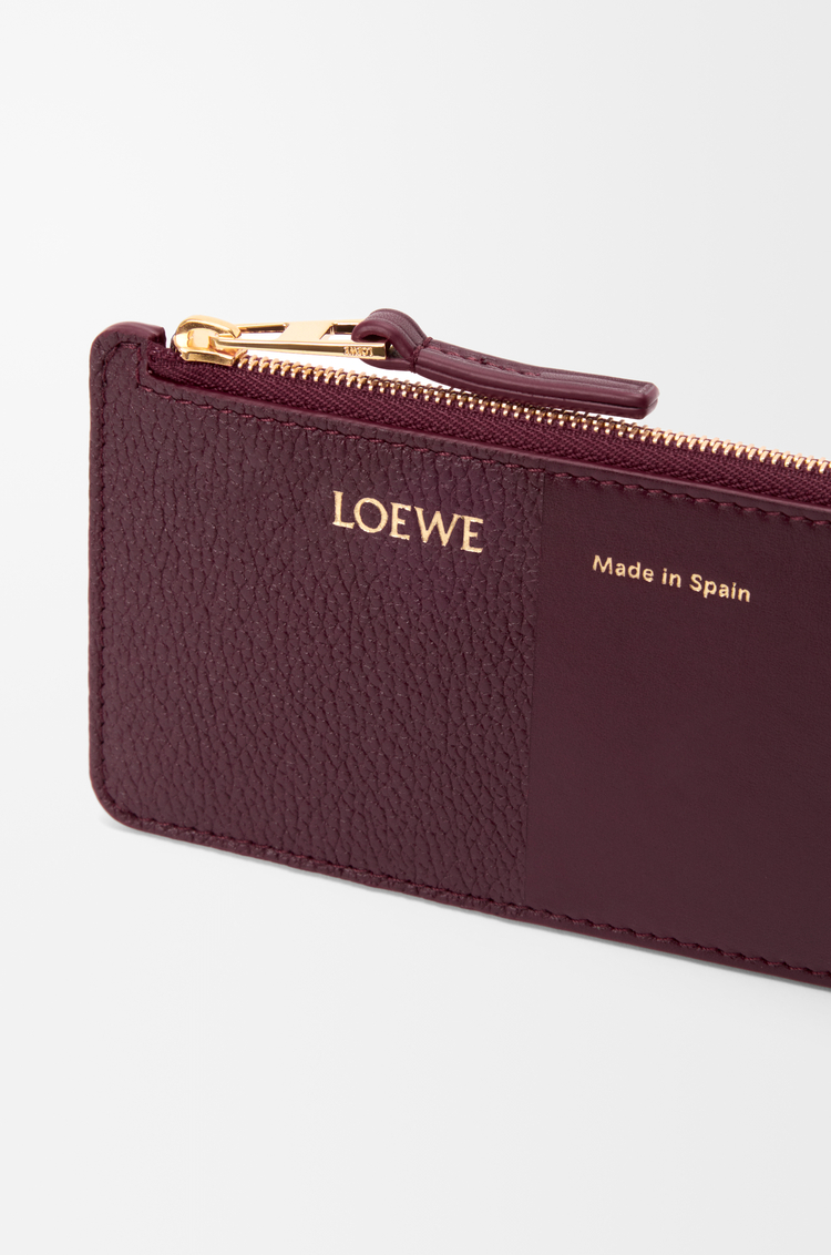 LOEWE Coin cardholder in smooth and grained calfskin Dark Burgundy