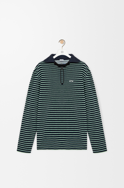 LOEWE Long sleeve T-shirt in cotton terry Navy Blue/Green