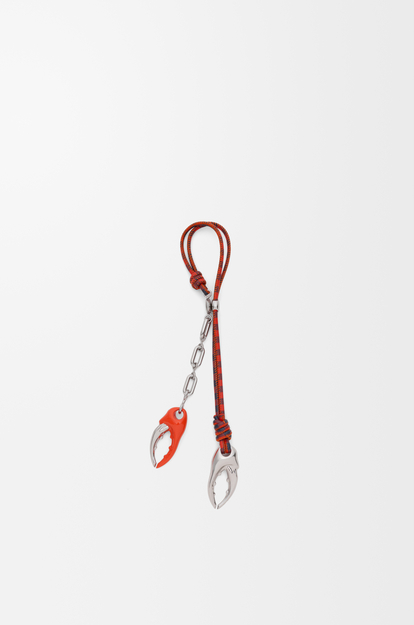 LOEWE Claw chain charm in leather Silver/Orange