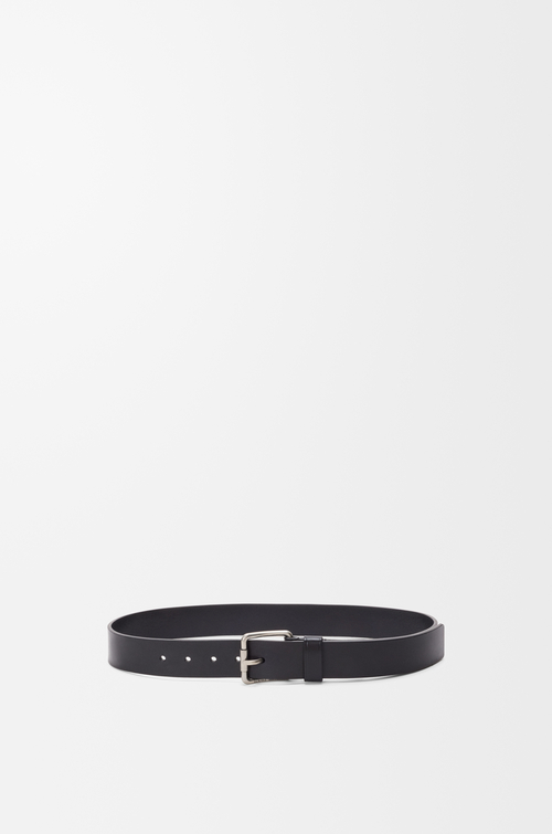 LOEWE Ceinture Roller Curve en cuir de veau à tannage végétal Noir/Palladium Vintage