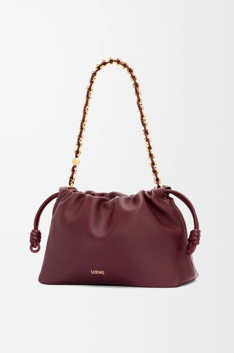 LOEWE Bolso Flamenco purse mediano en piel napa de cordero suave Burdeos Oscuro