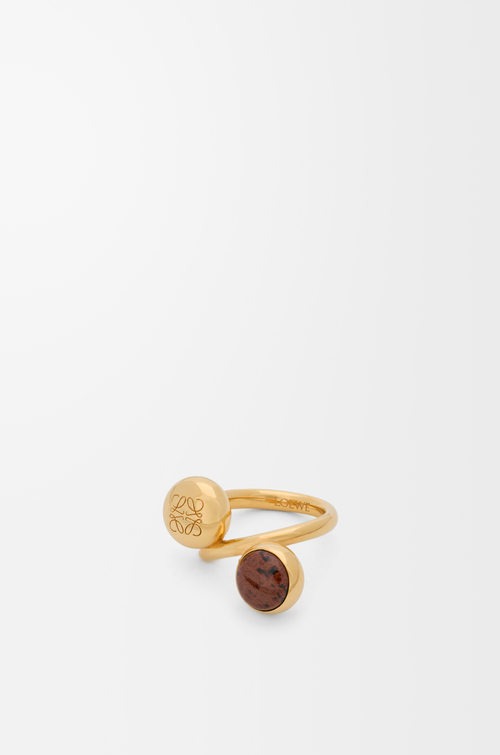 LOEWE Anello Anagram Pebble Oro/Rosso