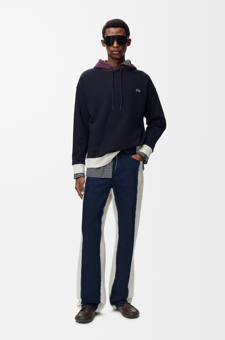 LOEWE Kapuzenpullover aus Baumwolle Dark Blue/White