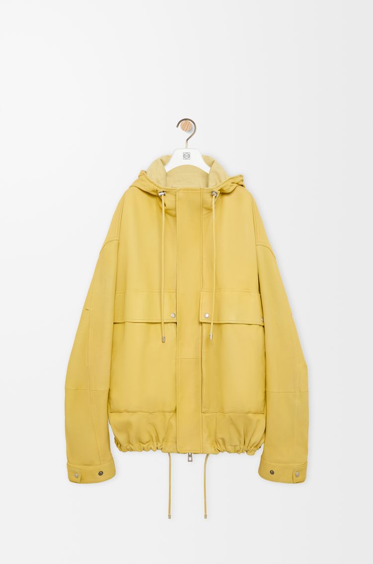 LOEWE Kurzer Parka aus Nappa-Lammleder Hellgelb