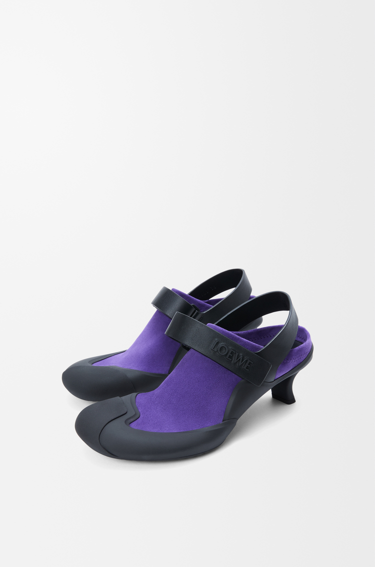 LOEWE Dive slingback in stretch suede Deep Purple/Black