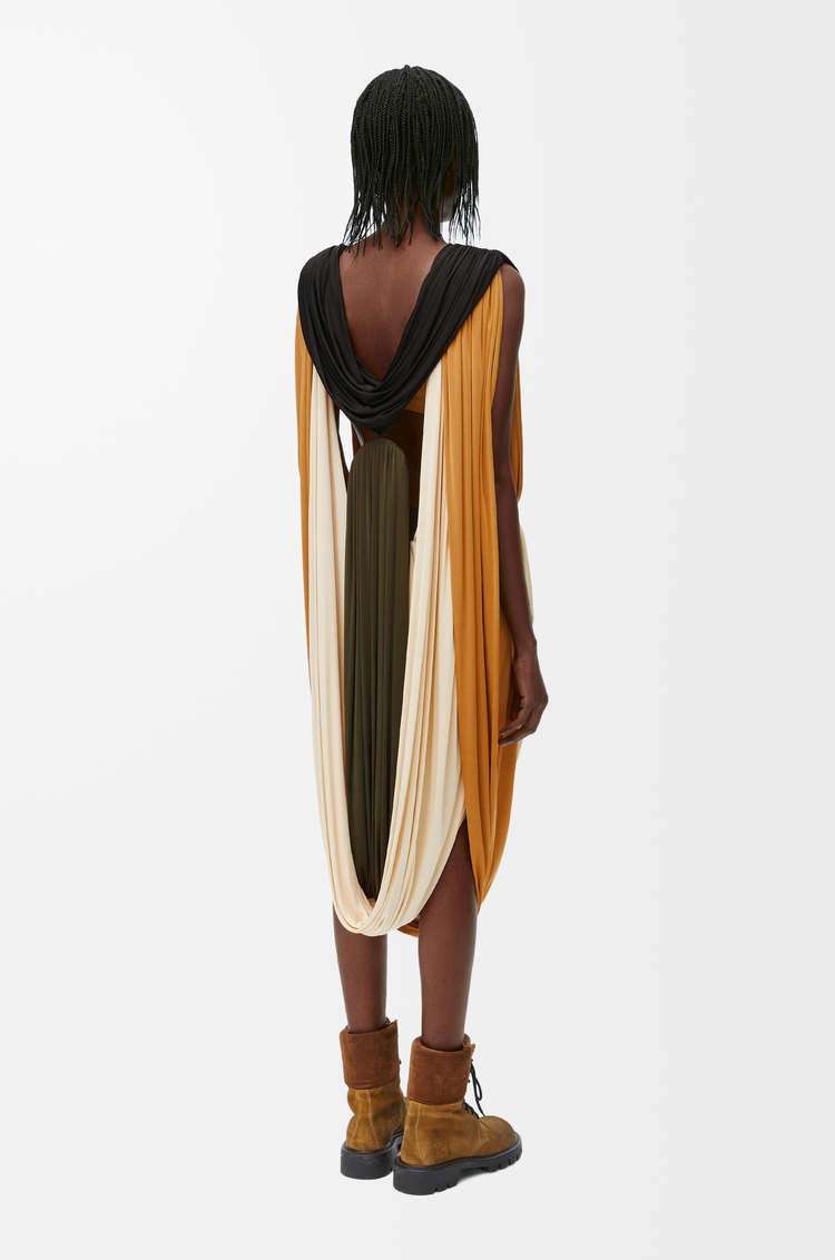 LOEWE Robe drapée en viscose Vanille/Multicolore