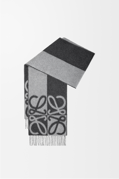 LOEWE Scarf in wool and cashmere Dark Grey/Light Grey