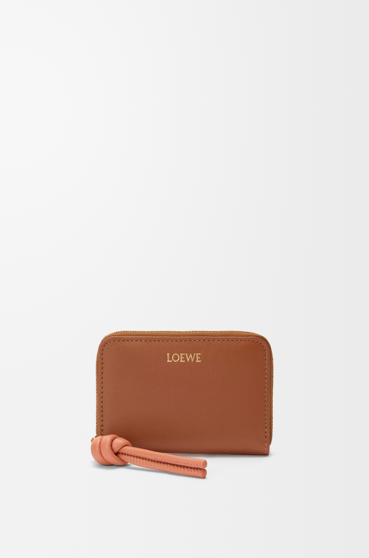 LOEWE Portamonete con zip in nappa di vitello lucida Tan/Papaia