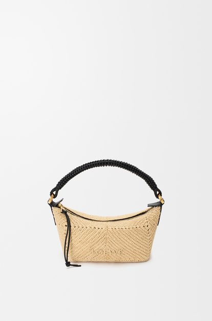 LOEWE Cala mini bag in classic calfskin and raffia Natural/Black