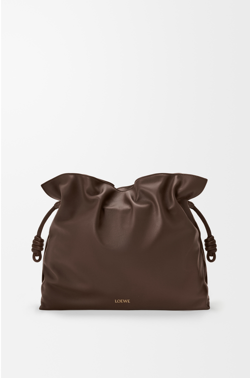 LOEWE Bolso Flamenco Clutch grande en piel napa de ternera Chocolate