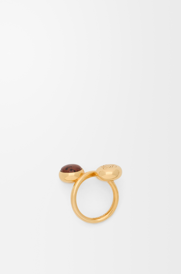 LOEWE Bague Pebble Anagram Doré/Rouge