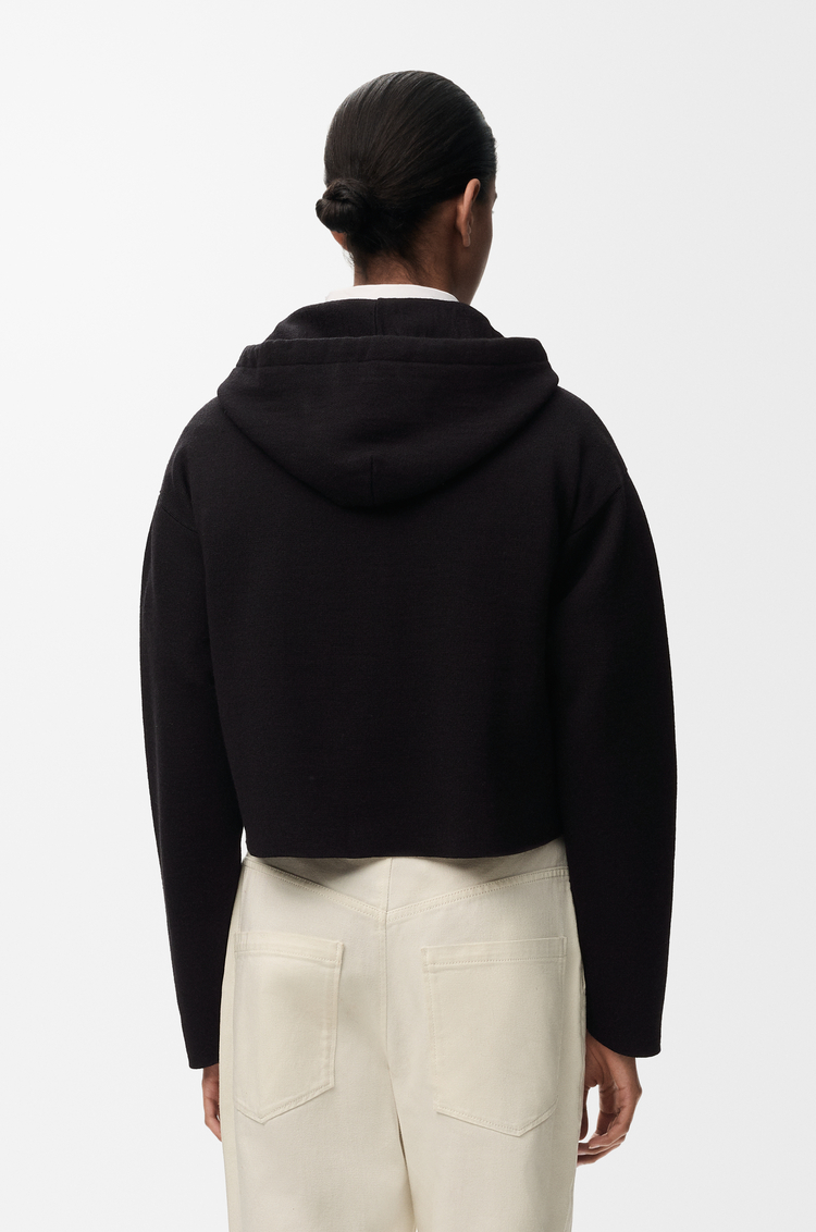 LOEWE Felpa con cappuccio e zip in lana Nero