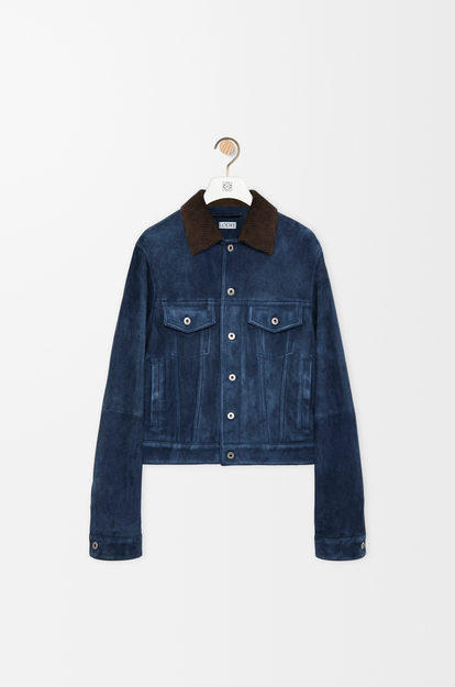 LOEWE Trucker jacket in suede goat skin Navy Blue