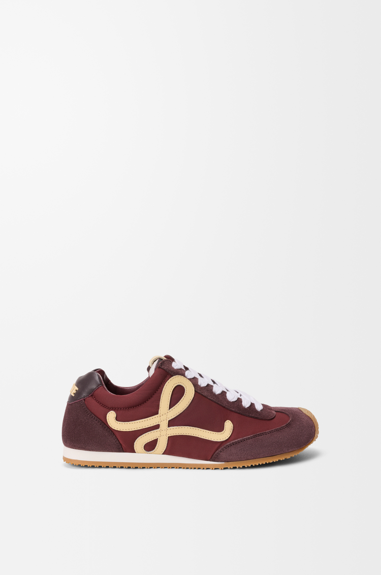 LOEWE Sneaker Ballet Runner 2.0 in nylon e pelle scamosciata Rosso Rame/Vaniglia/Melanzana