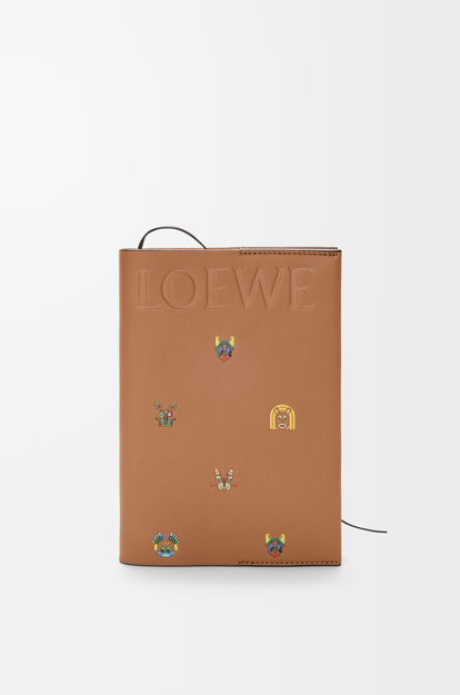LOEWE Cats notebook in calfskin Mocha
