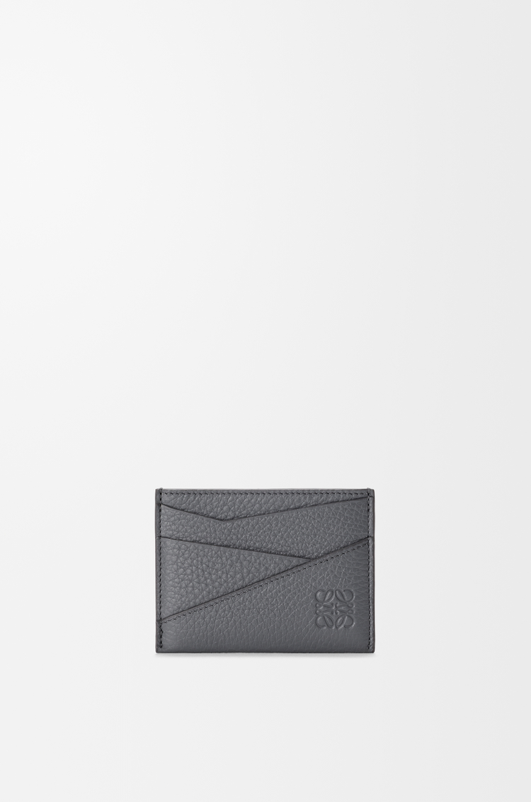 LOEWE Puzzle plain cardholder in supple grained calfskin Blue Grey
