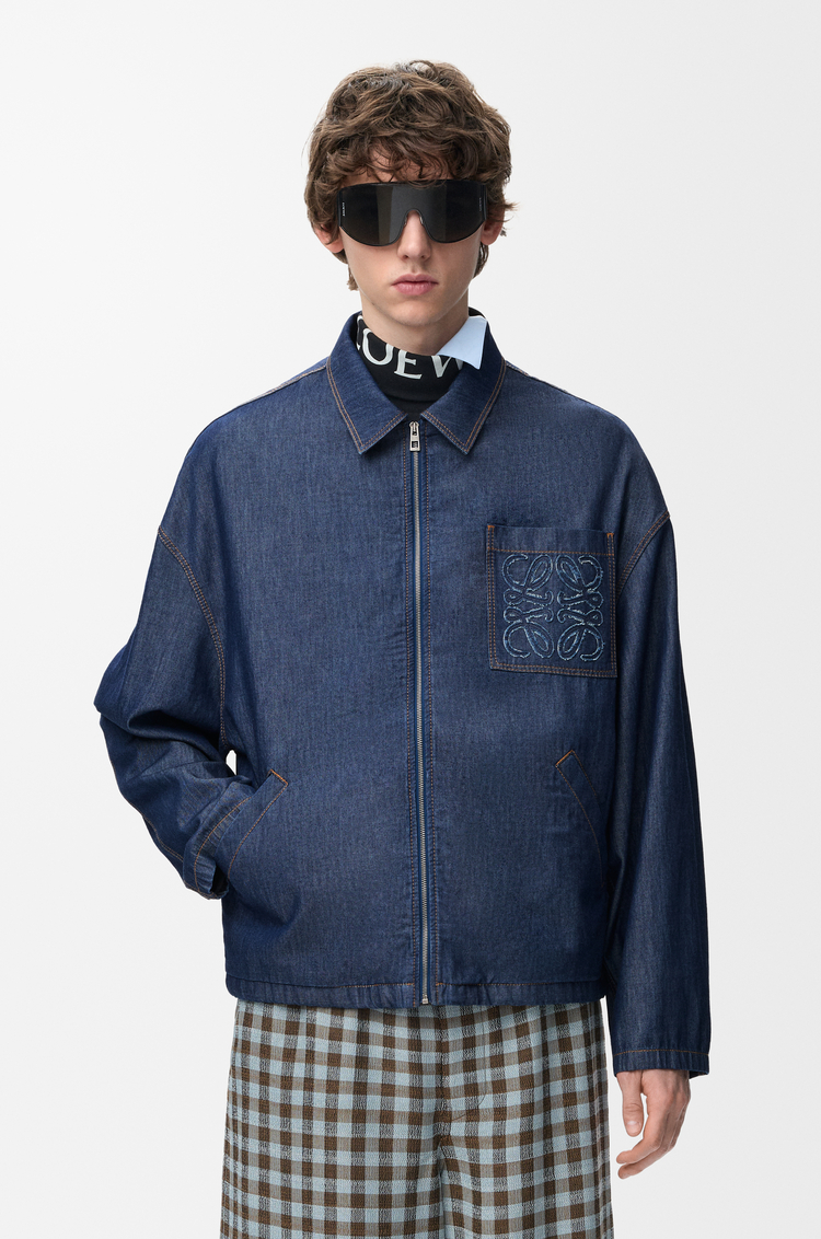 LOEWE Zip-up jacket in cotton Denim Blue