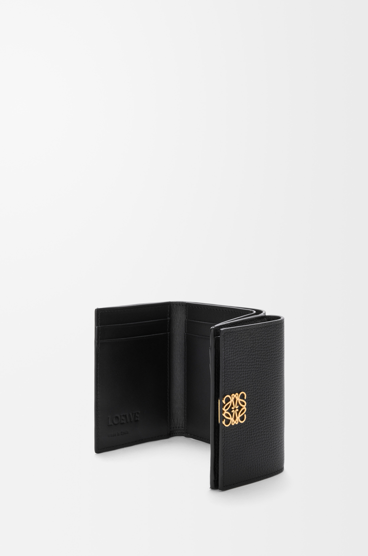 LOEWE Anagram trifold wallet in pebble grained calfskin Black/Gold