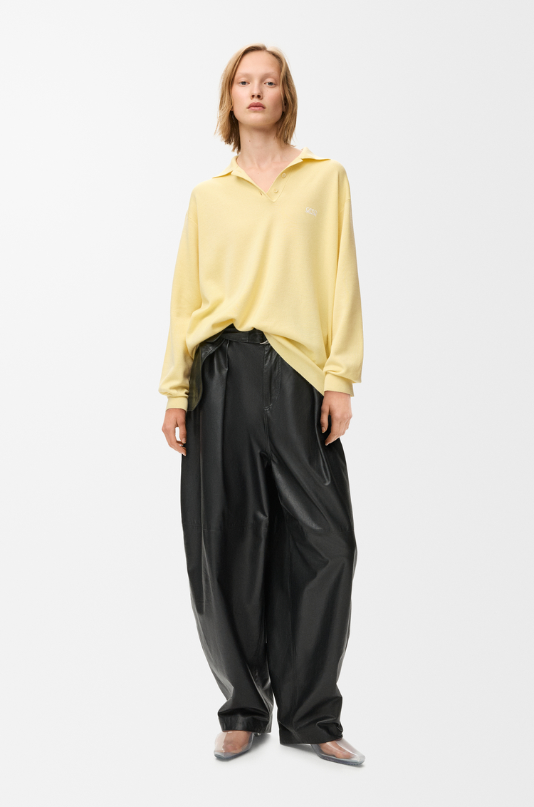 LOEWE Maglia polo in misto cashmere e seta Giallo Chiaro