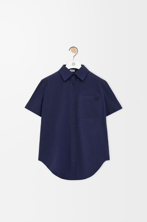 LOEWE Camisa de manga corta en algodón Azul Marino