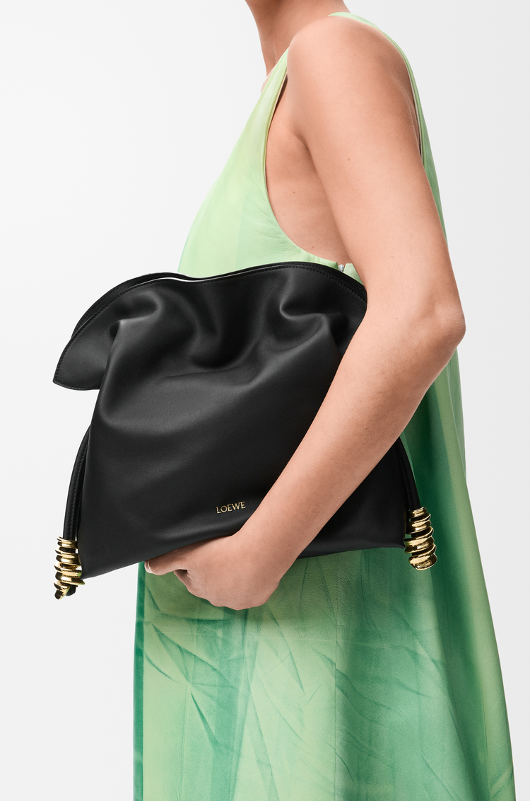 LOEWE Medium Coil Flamenco clutch in nappa calfskin Black