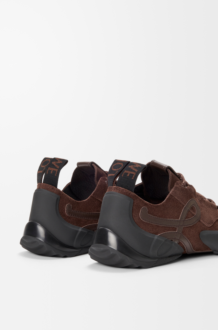 LOEWE Sneakers Grip en veau velours Dark Brown/Dark Brown