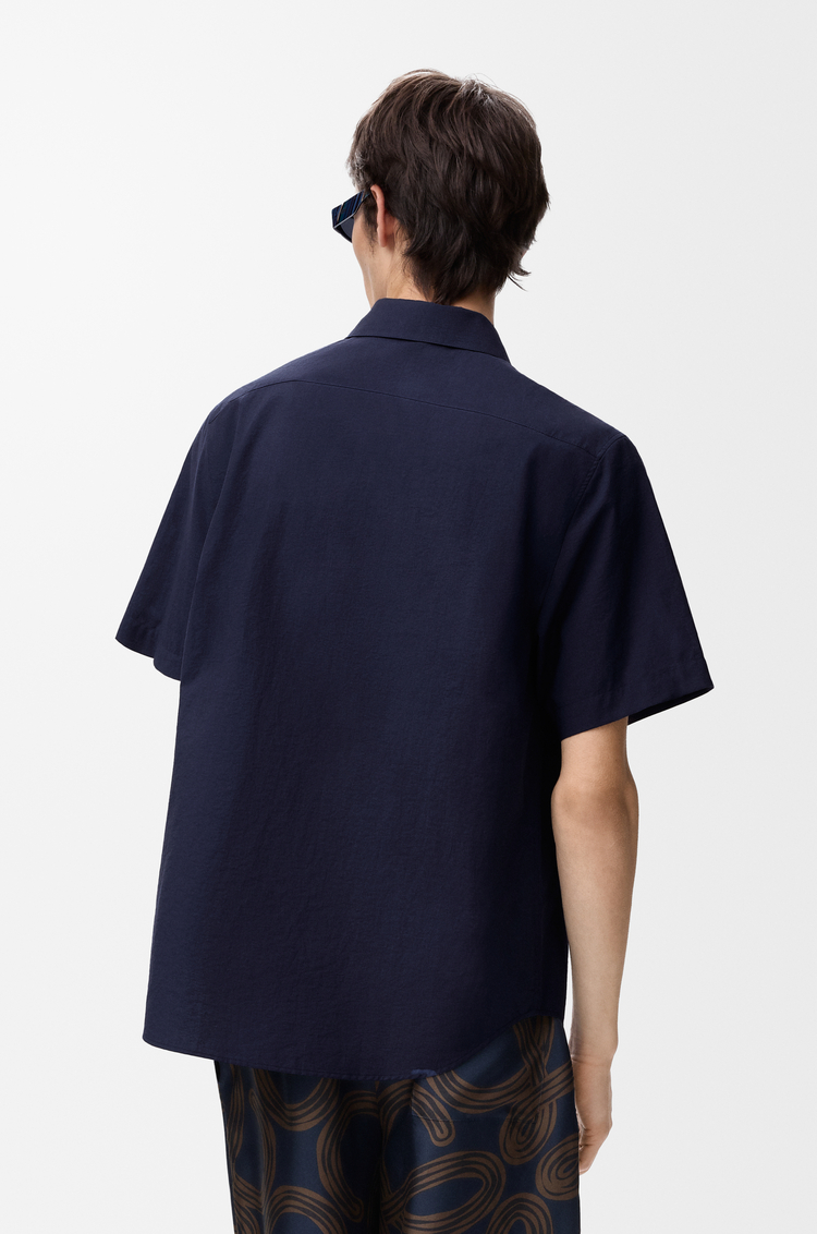 LOEWE Short sleeve shirt in cotton blend Navy Blue