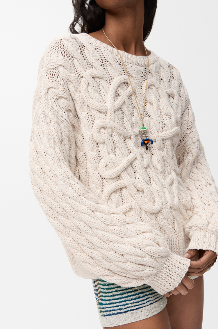 LOEWE Anagram sweater in cotton and wool blend Ecru