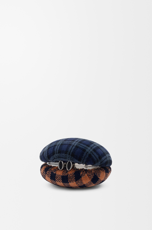 LOEWE Minaudière Shell in tessuto con motivo a quadri e metallo Blu Navy Intenso/Multicolore