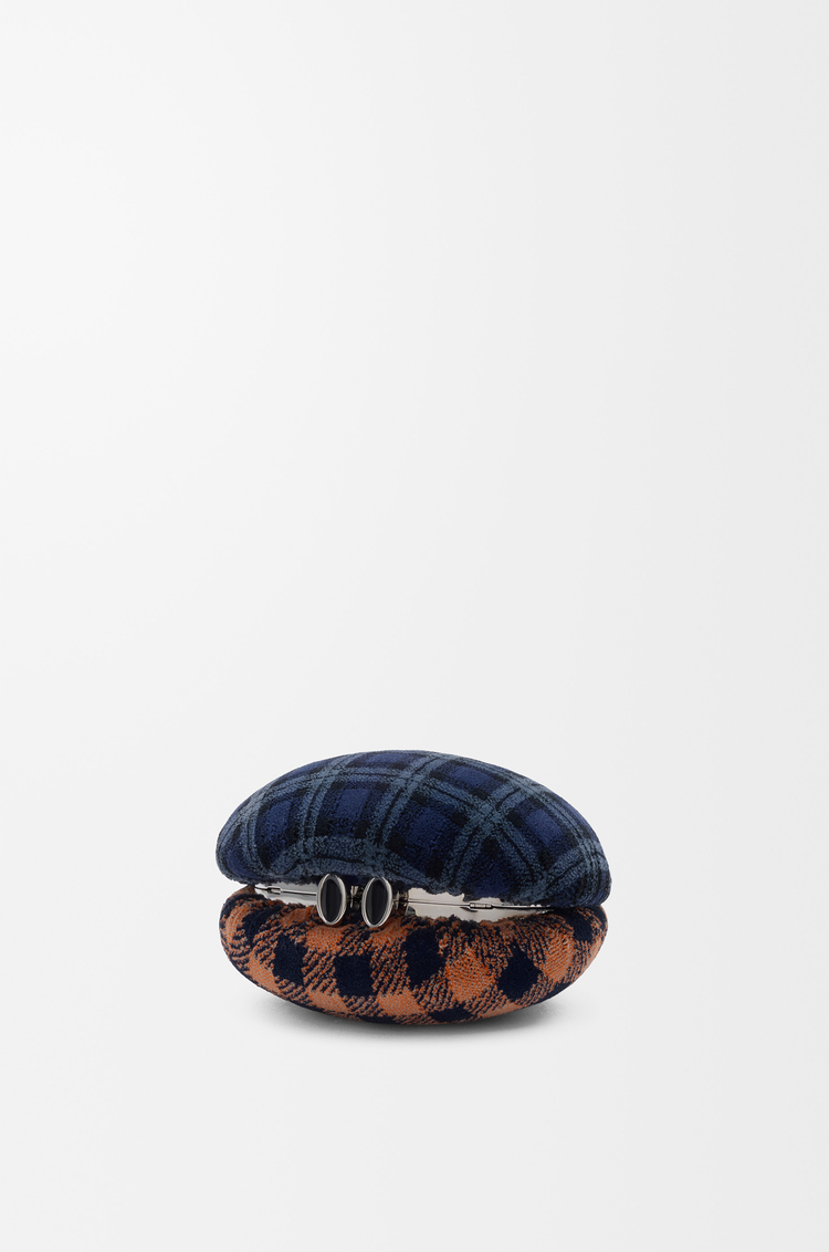 LOEWE 格紋織物和金屬貝殼造型 minaudiere 包款 深海軍藍/多色