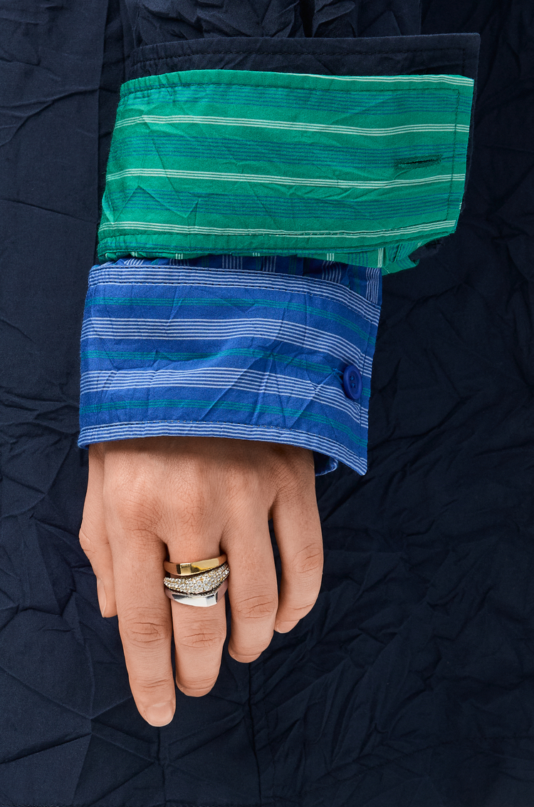 LOEWE Bague Stirrup en argent sterling et cristaux Or/Blanc