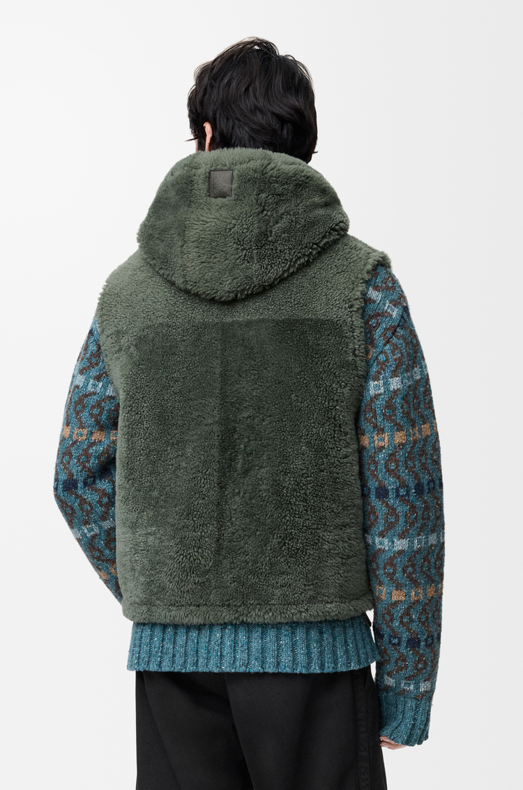 LOEWE Vest in shearling Khaki Green