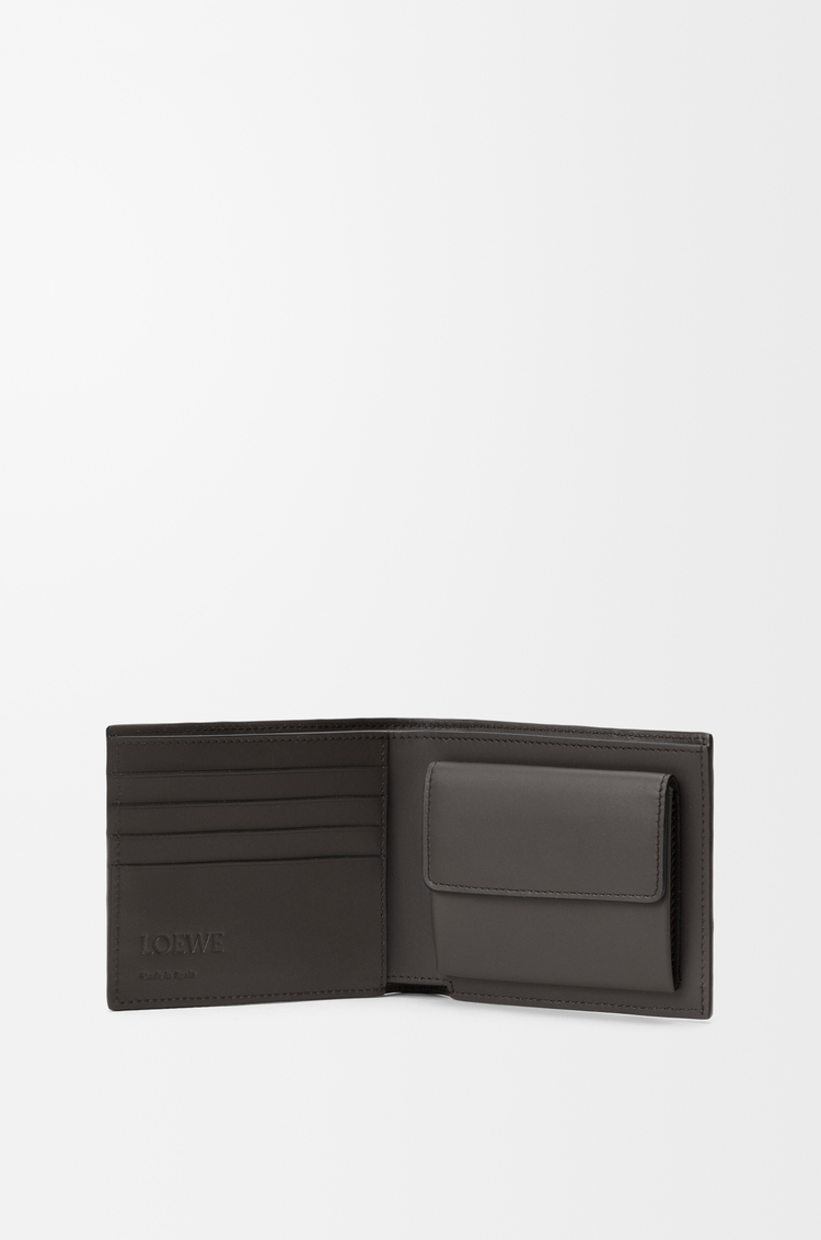 LOEWE Puzzle bifold coin wallet in ostrich Dark Grey