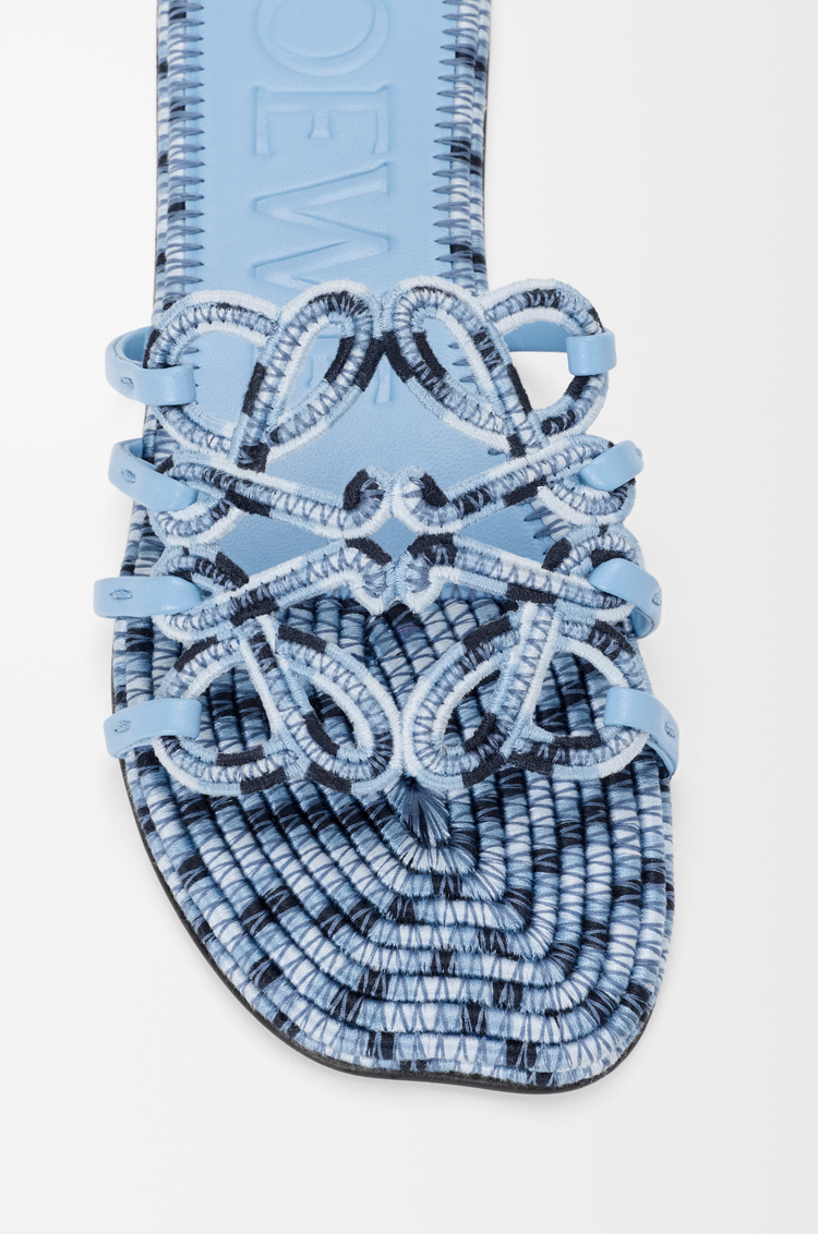 LOEWE Petal Anagram slide in embroidered canvas Baby Blue