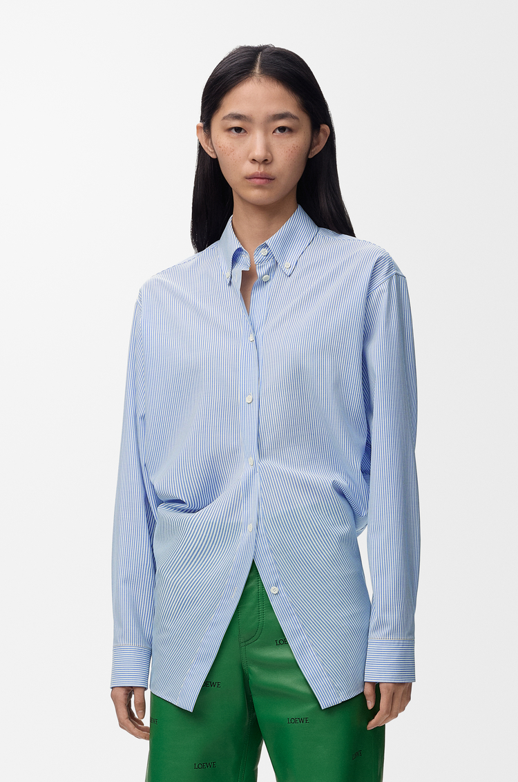 LOEWE 羊毛襯衫 藍色/白色