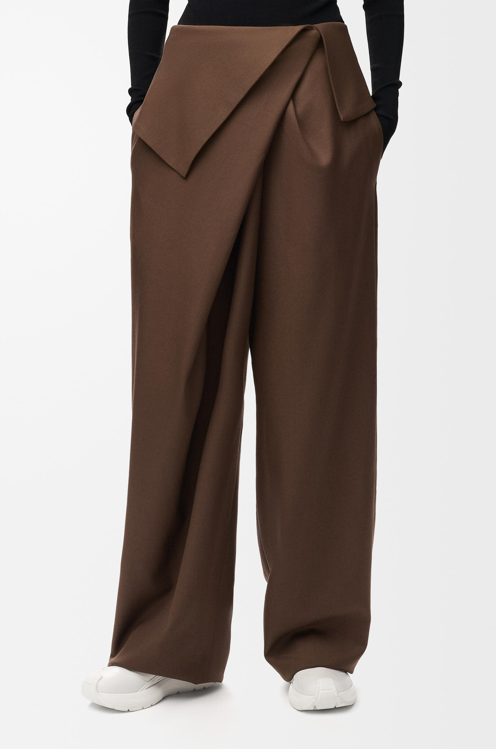 LOEWE Draped trousers in wool Brown