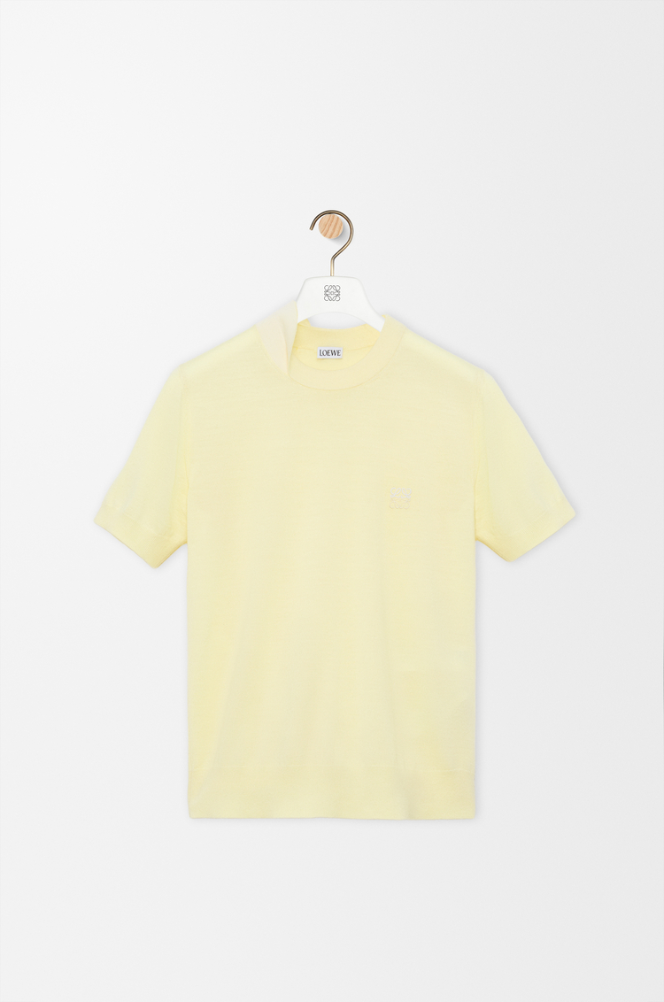 LOEWE Top in merino wool Light Yellow/White