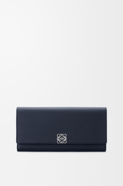 LOEWE Anagram continental wallet in pebble grained calfskin Deep Navy