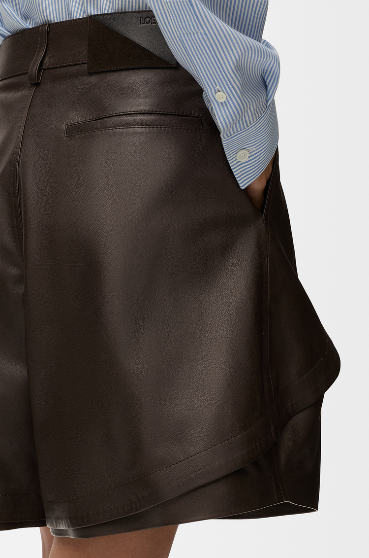 LOEWE Shorts in nappa calfskin Dark Brown