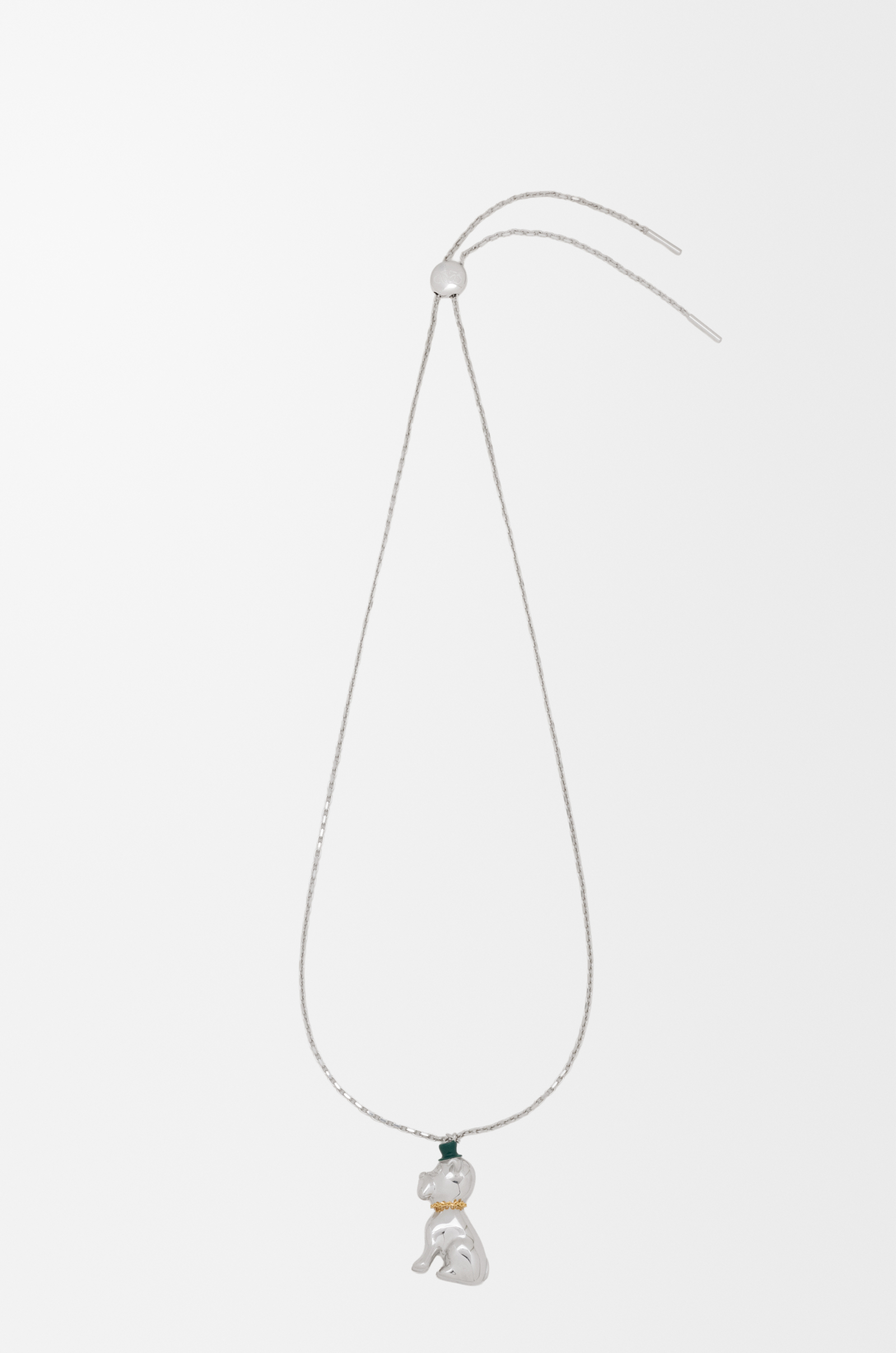 LOEWE Dog necklace in enamel Silver/Green