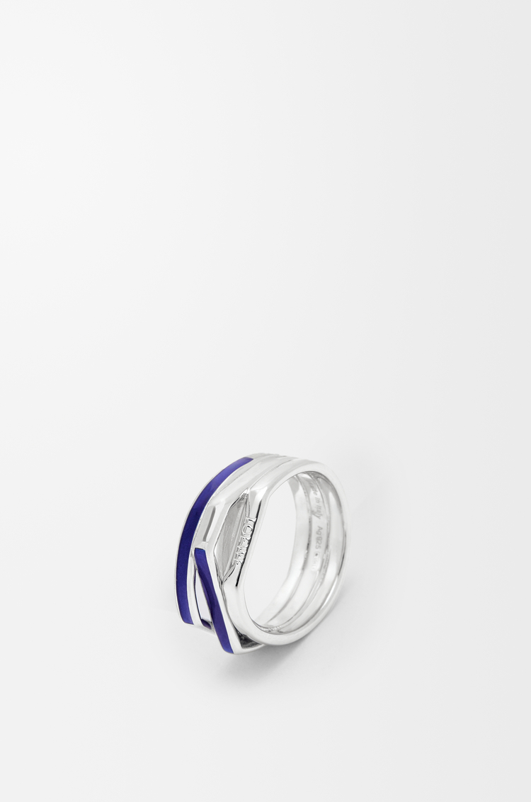 LOEWE Anello multistrato in argento sterling e smalto Argento/Blu