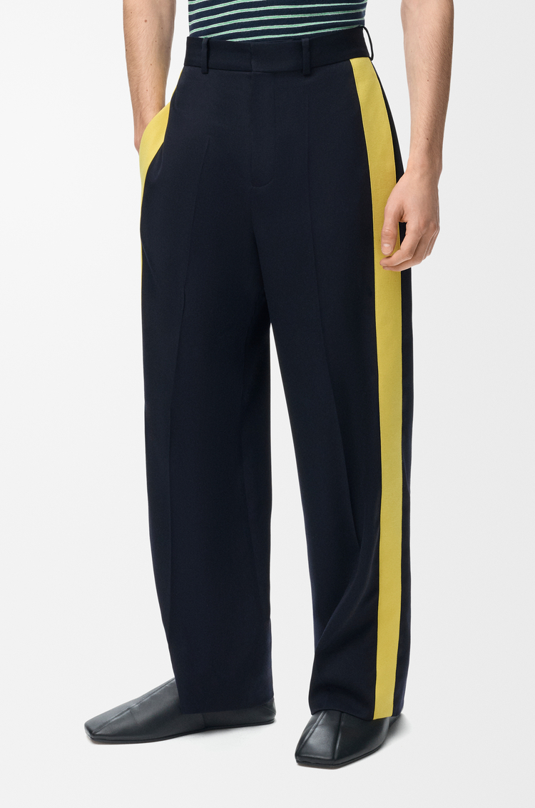 LOEWE Trousers in wool blend Navy/Yellow