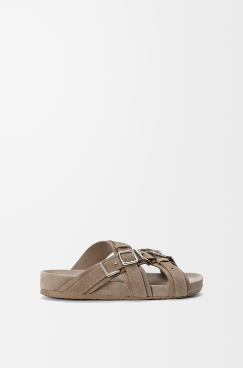 LOEWE Sandali Type con plantare in pelle di vitello scamosciata Hazelnut