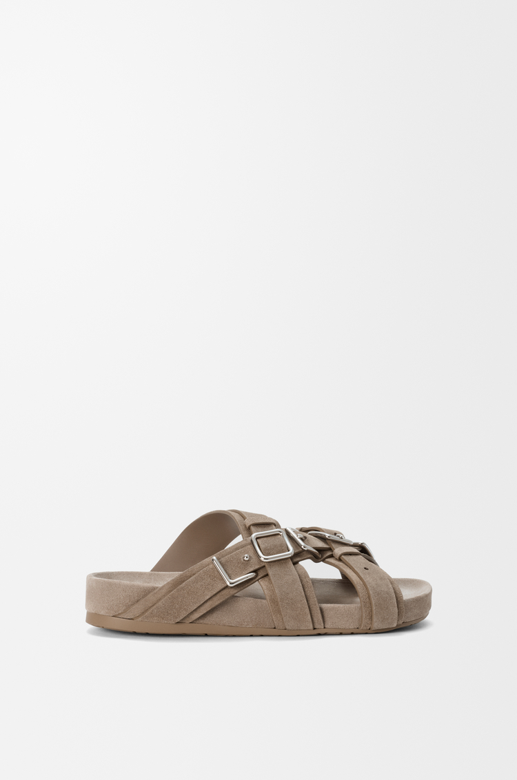 LOEWE Sandales à semelle anatomique Type en veau velours Hazelnut