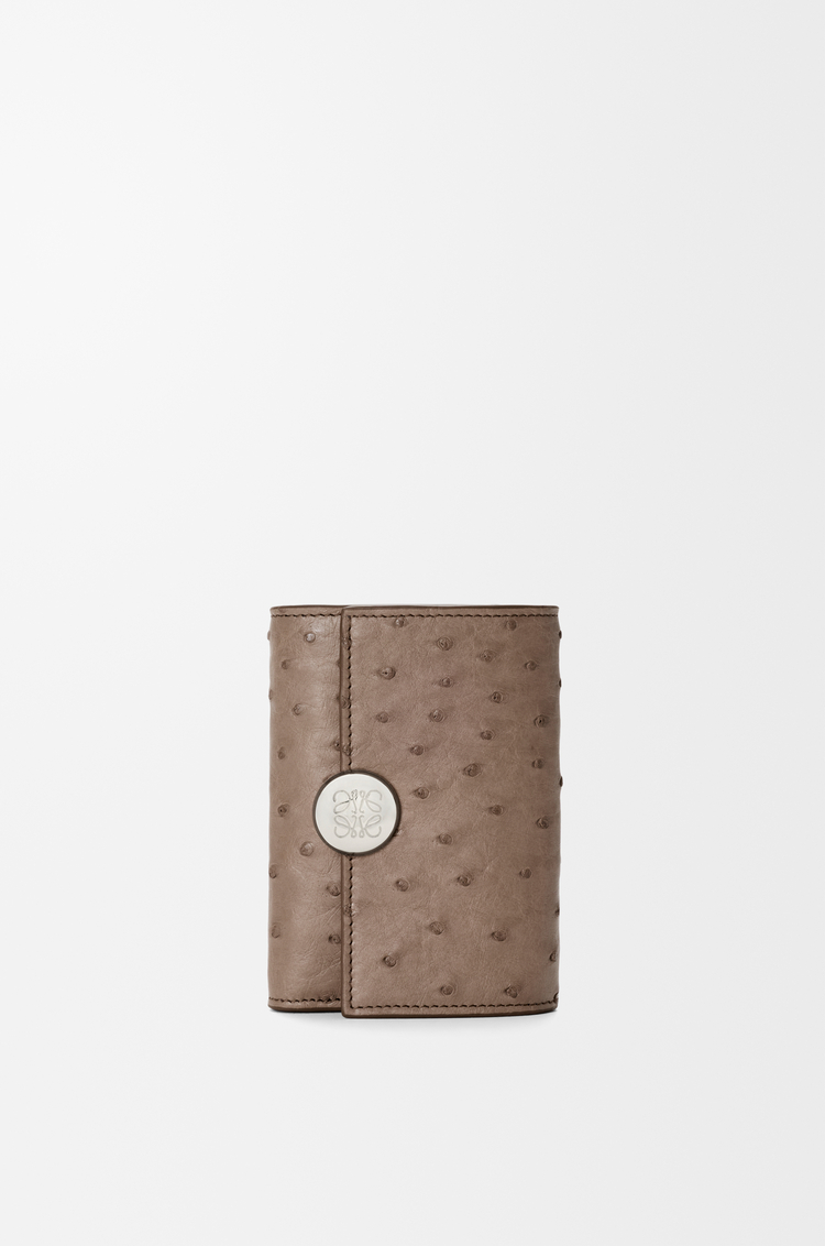 LOEWE Portafoglio verticale piccolo Pebble in struzzo Grigio Talpa Scuro
