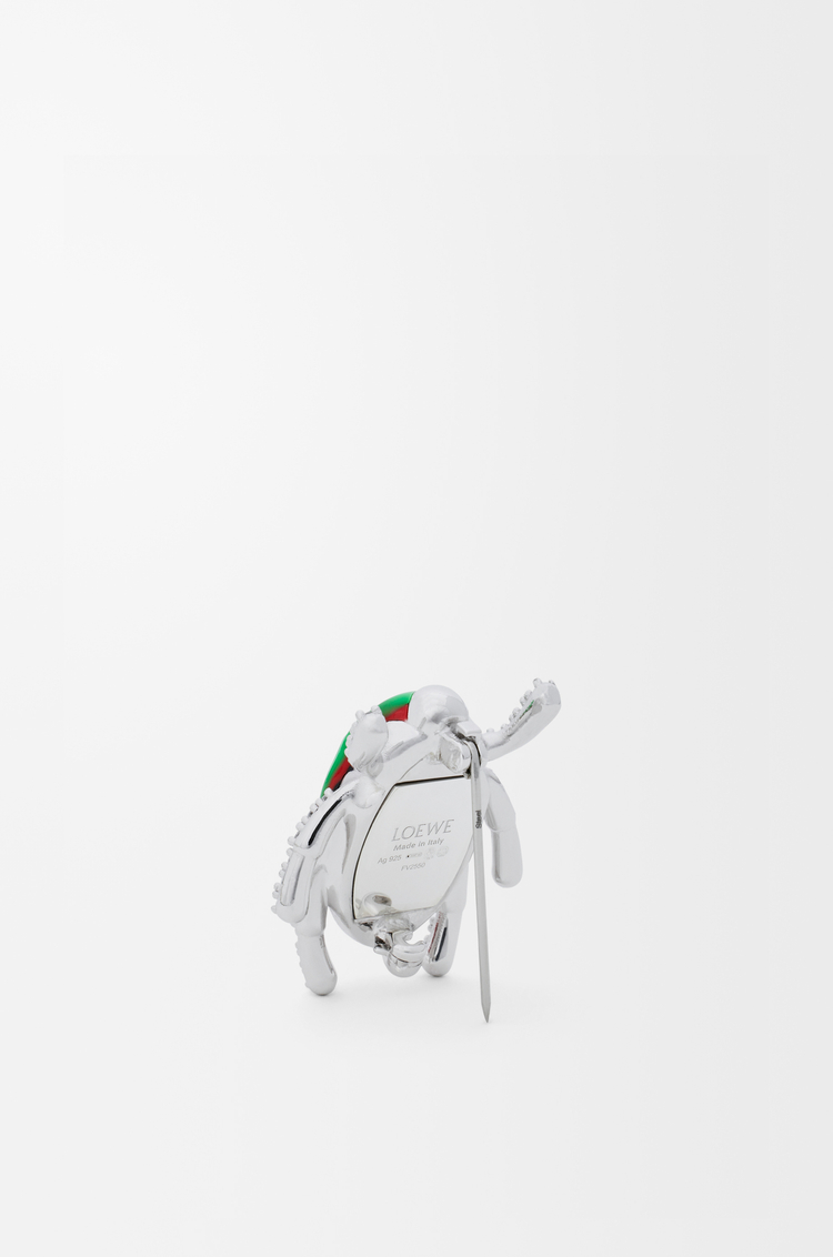 LOEWE Scarabeo brooch in sterling silver and enamel Silver/Red