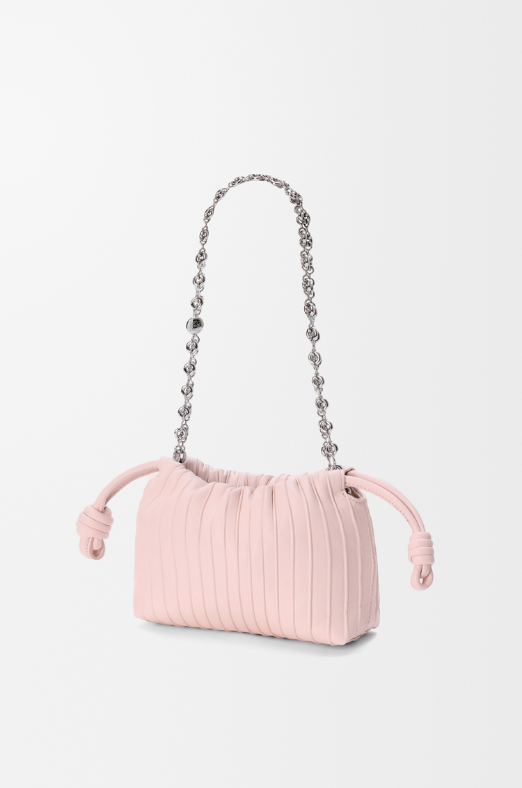 LOEWE Mini Flamenco Pleats purse en cuir d'agneau nappa Rose Cristal
